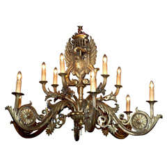 Antique Russian Bronze Swan Chandelier 2