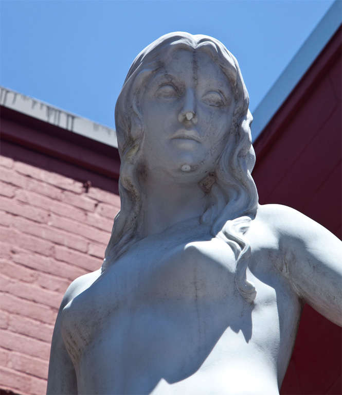 20th Century Large Marble Nude Mother and Children Statue by C. A. Hafner S.C.