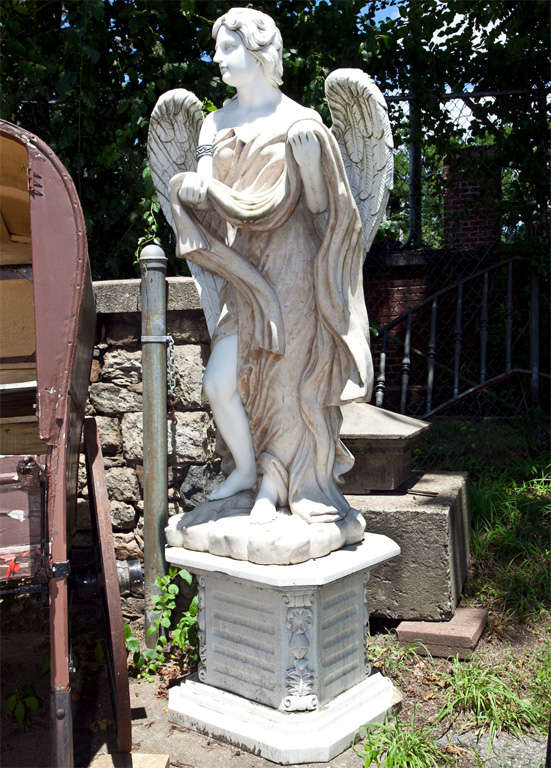 Set of Four Marble Angel Statues on Bases