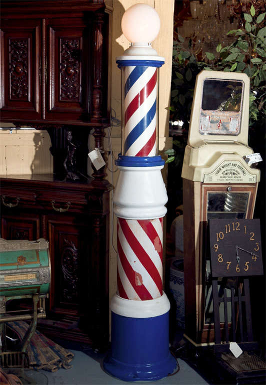 Details about   HUGE Antique Sidewalk Barber Pole 70" Vintage American Folk Art