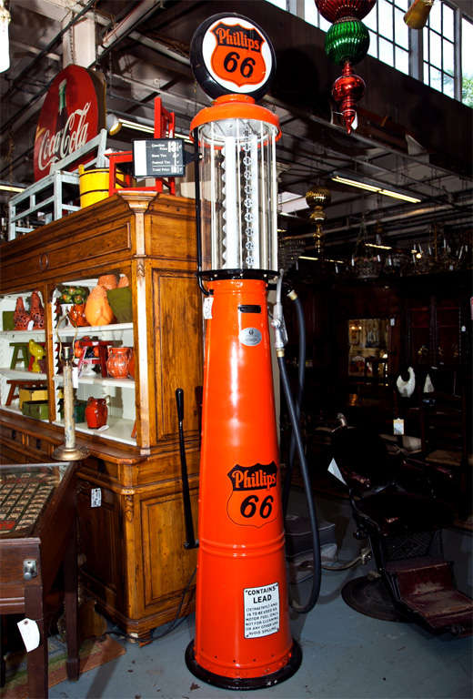 Fully restored and rare to find. Self Measuring Style Pump.
G & B Model manufactured by Gilbert & Barker Manufacturing Co..
Springfield, MA, USA.  A real piece of 
