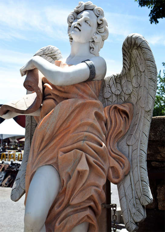 Set of Four Marble Angel Statues on Bases at 1stDibs