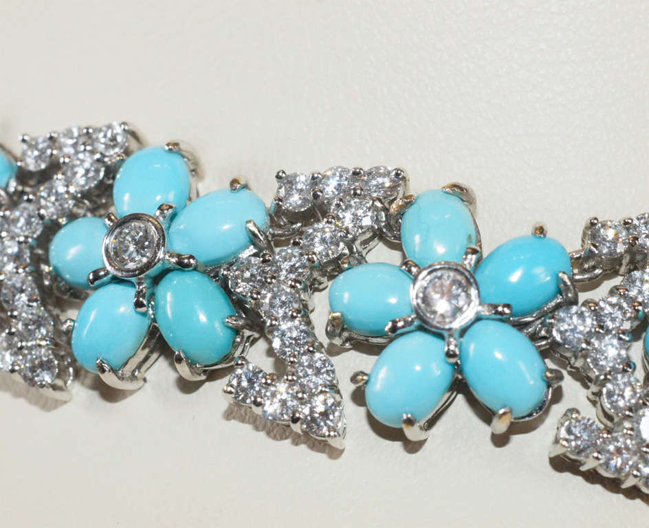A Stunning White Gold,  Turquoise and Diamond Necklace For Sale 2