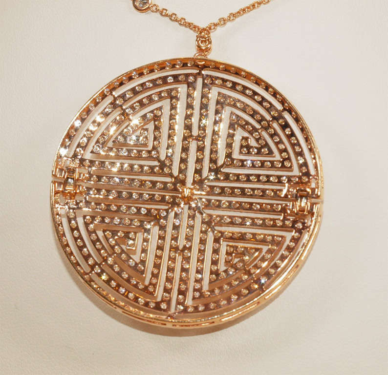 Greek Key Labyrinth Necklace in Diamond &  Rose Gold For Sale 2