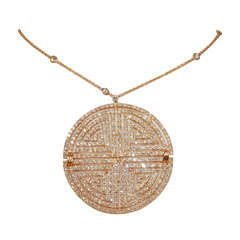 Greek Key Labyrinth Necklace in Diamond &  Rose Gold