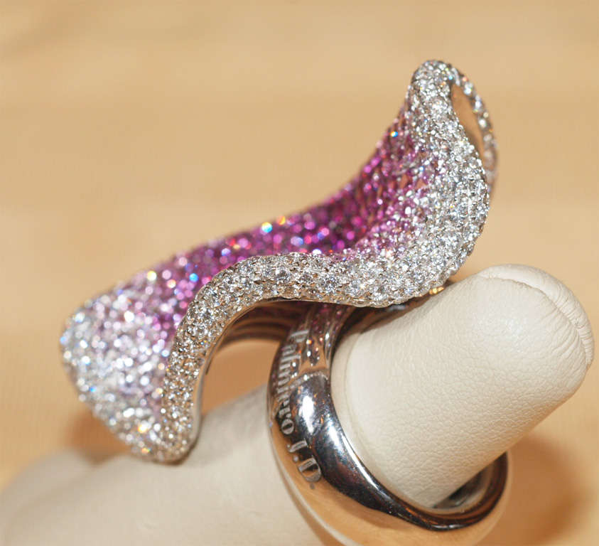 Women's CARLO PALMIERO White  Gold,  Diamond & Colored Sapphire Ring For Sale