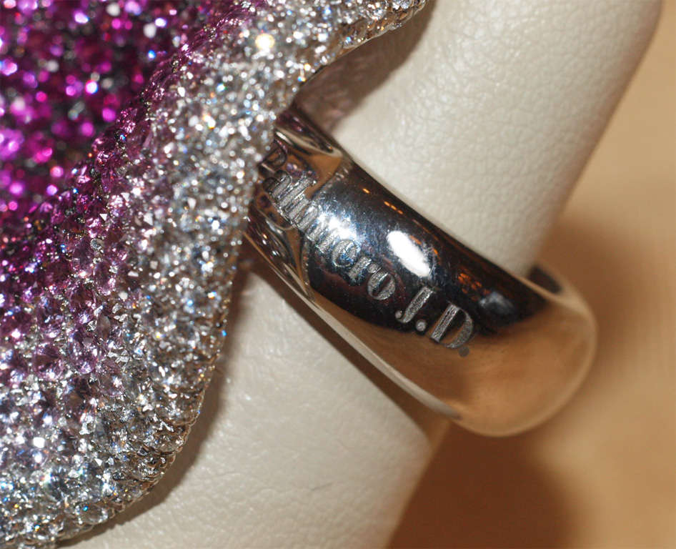 CARLO PALMIERO White  Gold,  Diamond & Colored Sapphire Ring For Sale 1