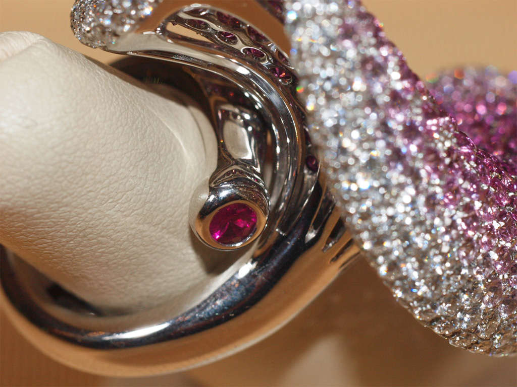 CARLO PALMIERO White  Gold,  Diamond & Colored Sapphire Ring For Sale 2