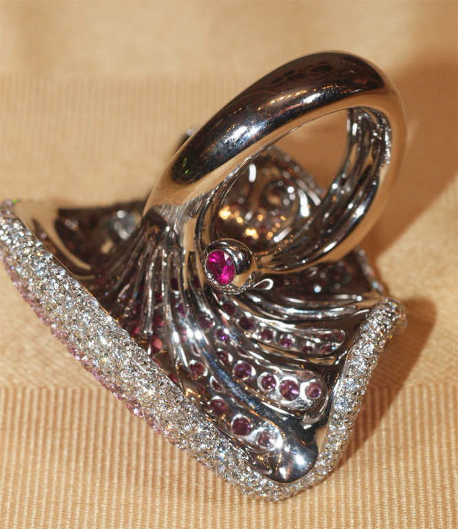 CARLO PALMIERO White  Gold,  Diamond & Colored Sapphire Ring For Sale 3