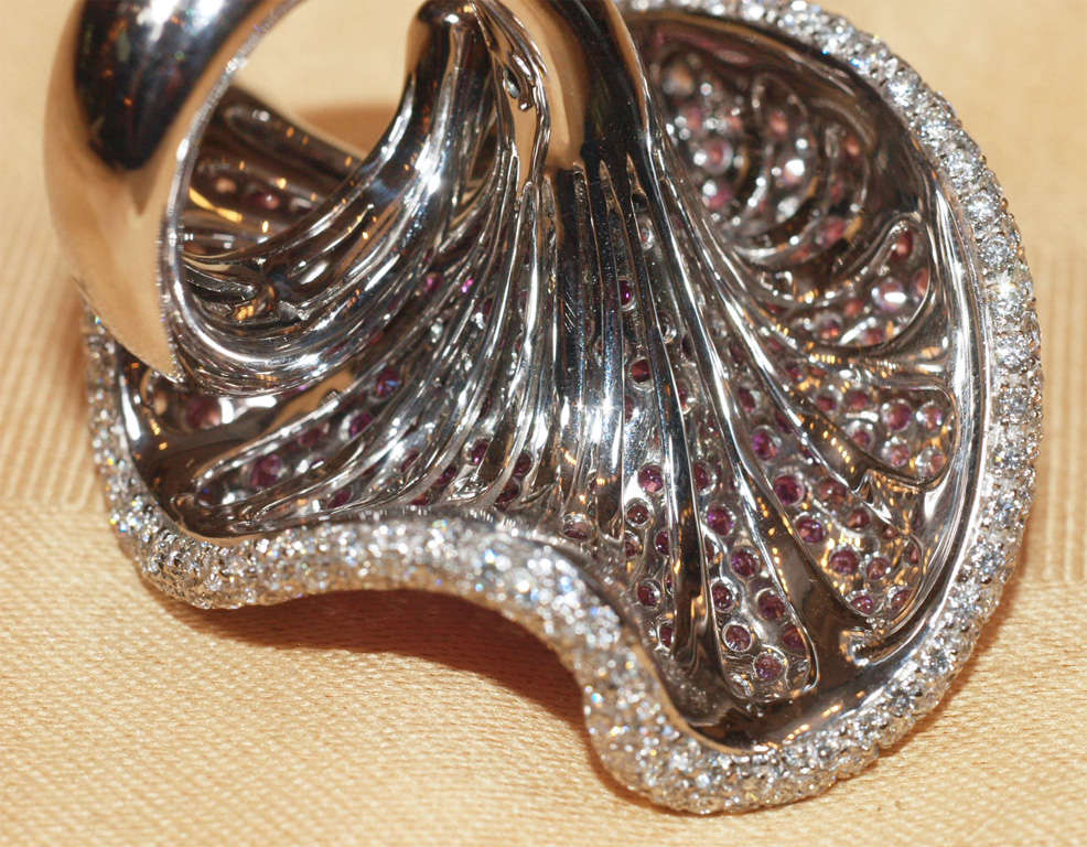 CARLO PALMIERO White  Gold,  Diamond & Colored Sapphire Ring For Sale 4