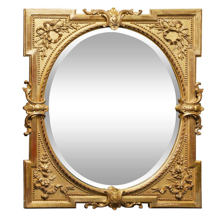 Victorian Giltwood Beveled Mirror For Sale