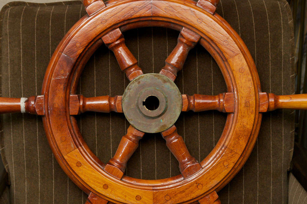 Wood Nautical Hardwood and Brass Ship Wheel