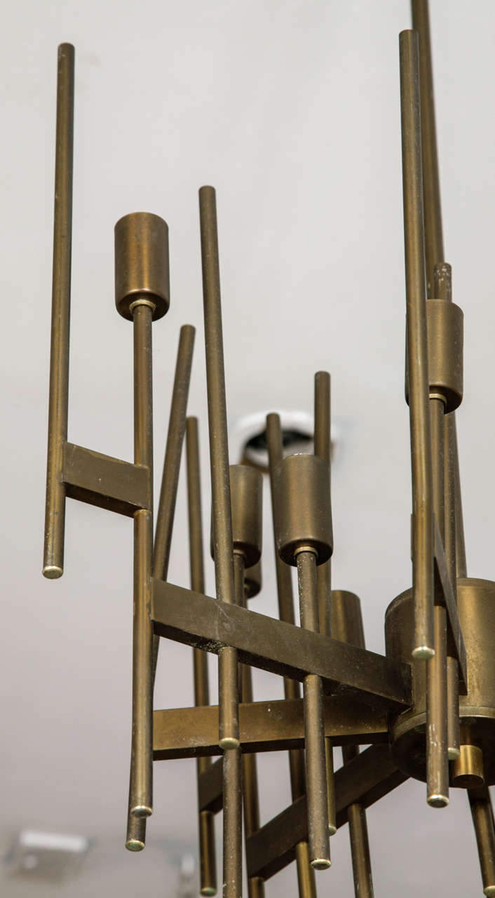 Brass Geatano Sciolari Chandelier Italian Mid-Century Design For Sale