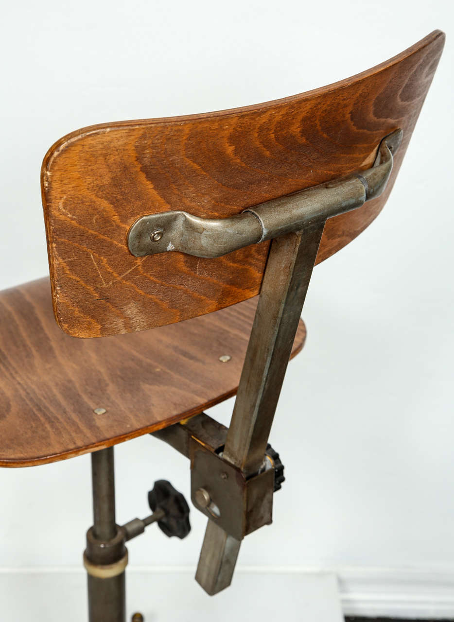 Oak Industrial Drafting Chair