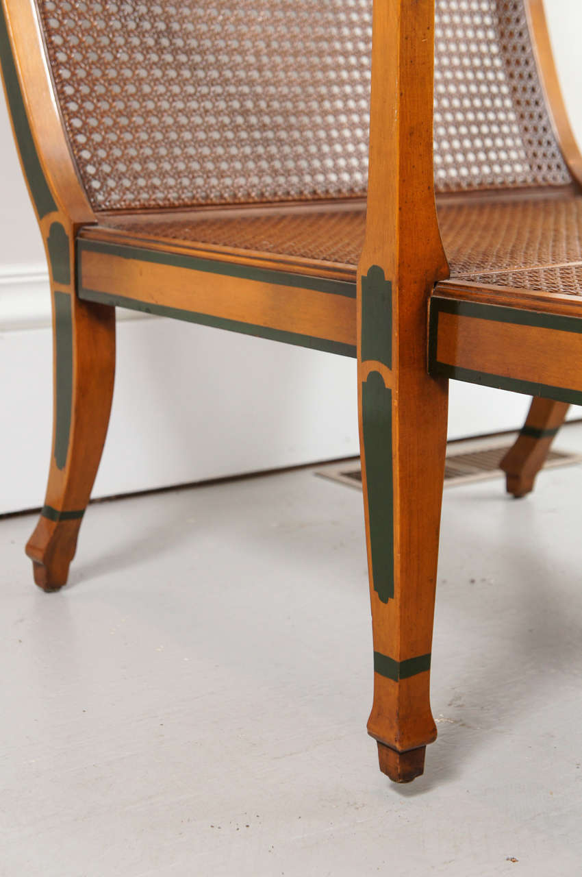 1940's Decorated Satinwood and Caned Chaise Lounge For Sale 2