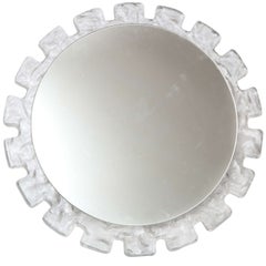 Mid Century Illuminated Round  Mirror with Molded Resin Frame