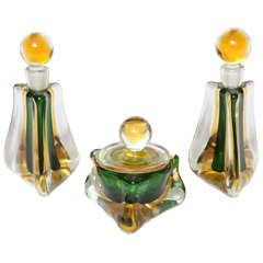 Three Piece Murano Glass Vanity Set