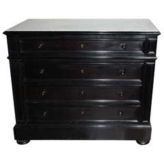 English Ebonized Marble Top Chest of Drawers, Circa 1880
