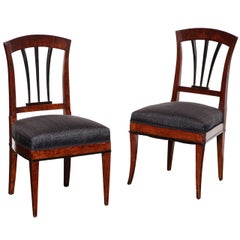 Antique Two Similar 19th Century Viennese Fruitwood and Ebonized Chairs