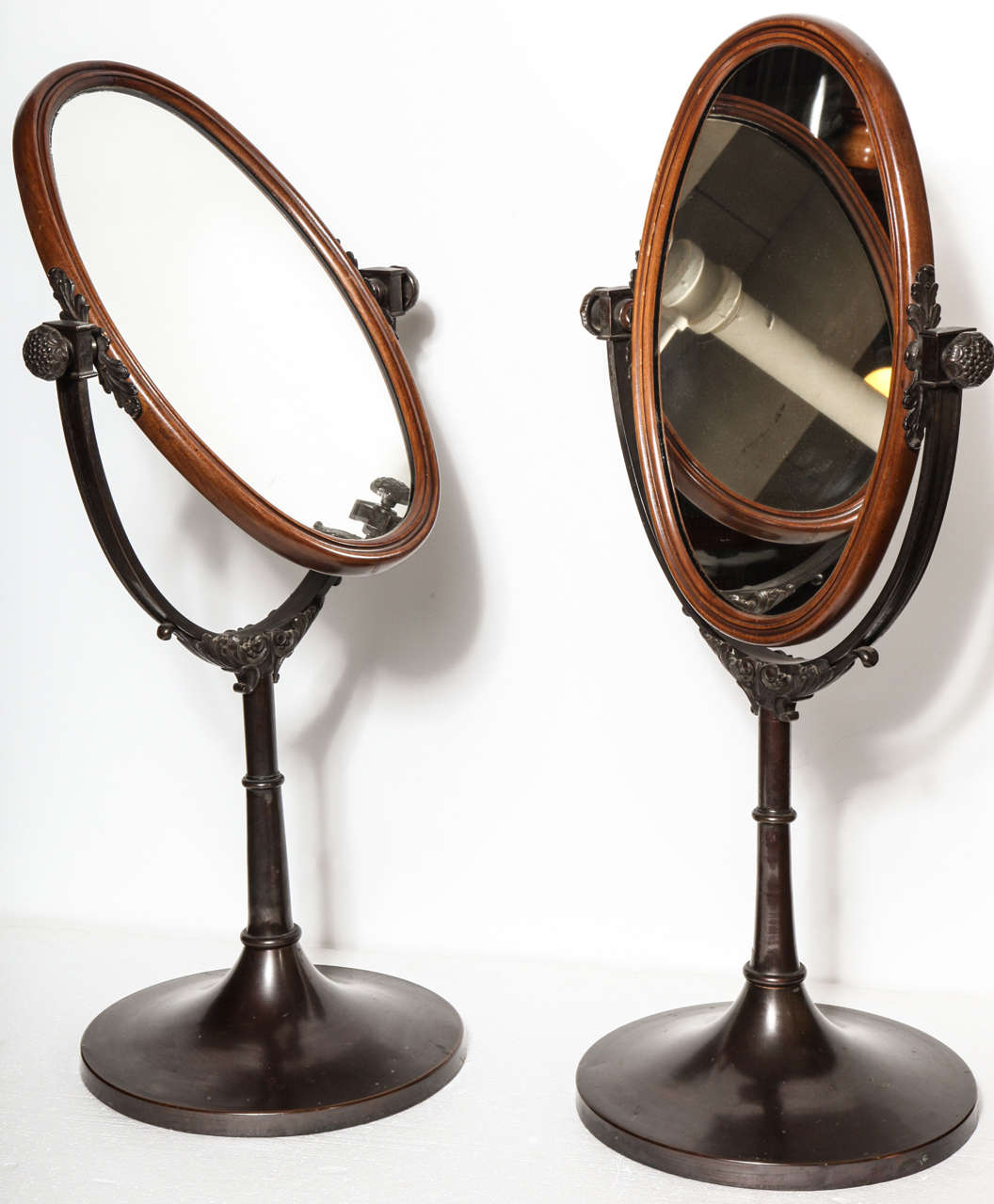English, Bronze and Wood Miniature Cheval Mirrors