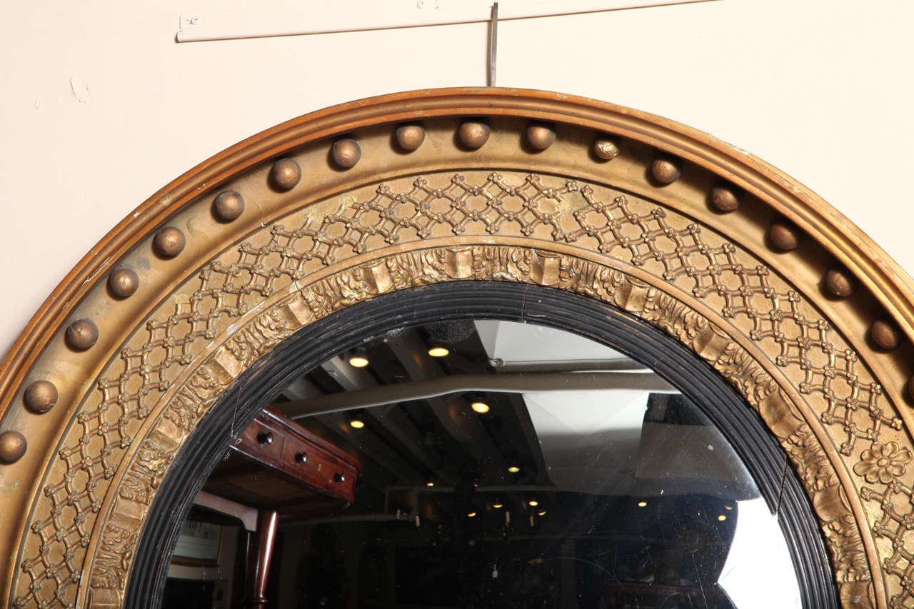 Exceptional 19th Century Gilded Convex Mirror In Excellent Condition In New York, NY