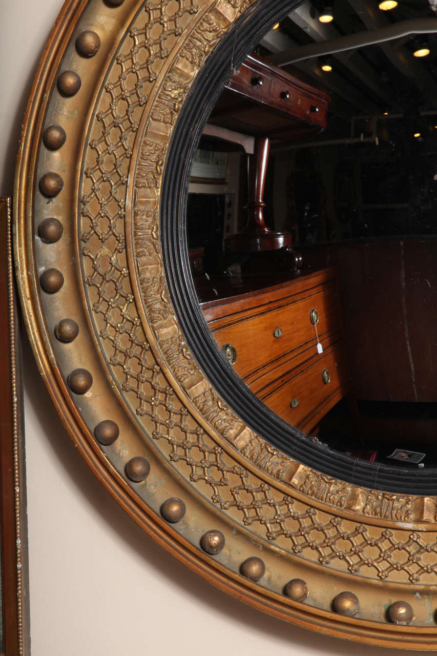 Giltwood Exceptional 19th Century Gilded Convex Mirror