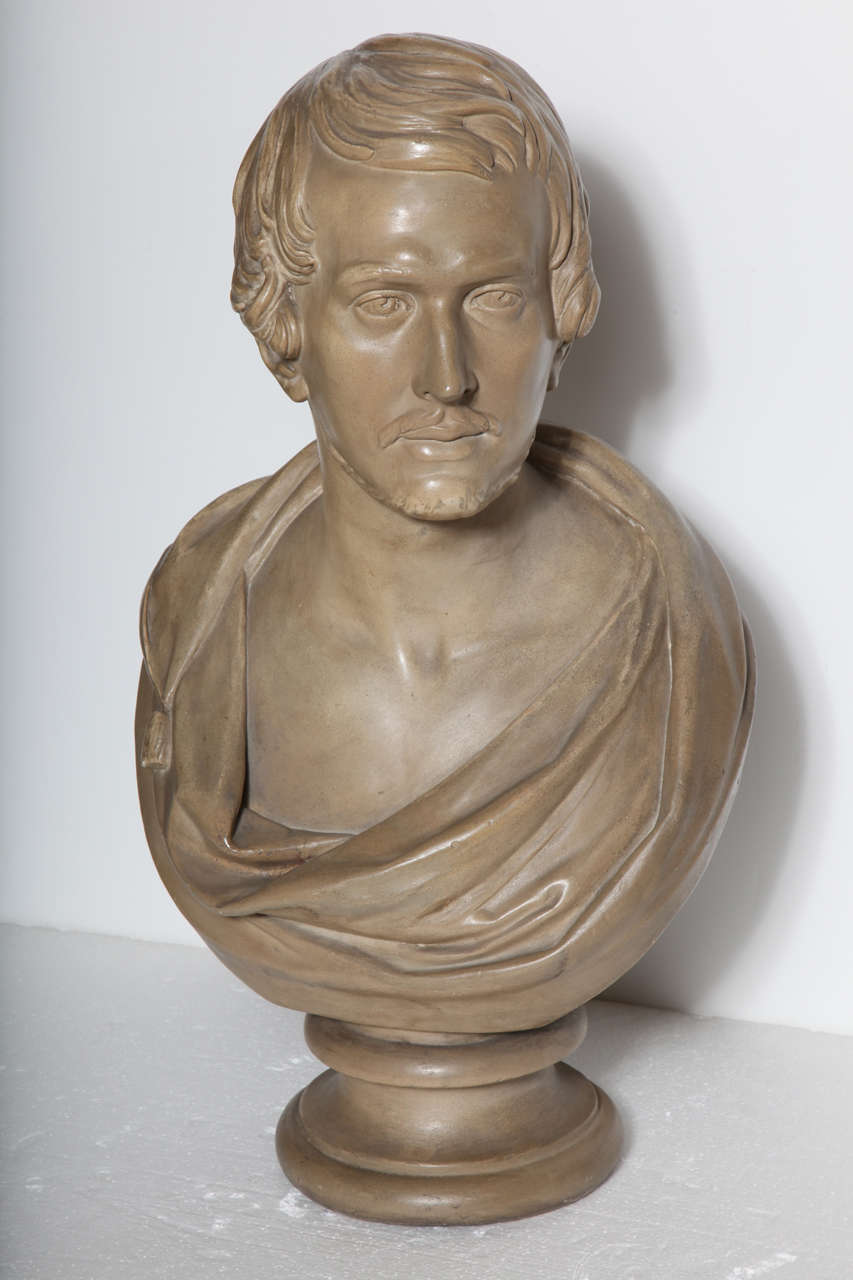19th Century Plaster Bust of a Gentleman, Marked London