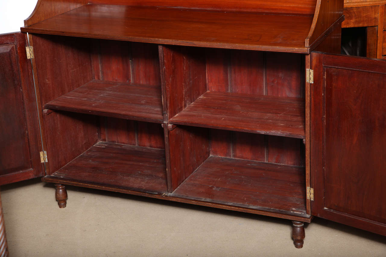 Mid 19th Century English, Mahogany Waterfall Bookcase with Two Doors and Storage For Sale 4