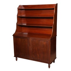 Mid 19th Century English, Mahogany Waterfall Bookcase with Two Doors and Storage