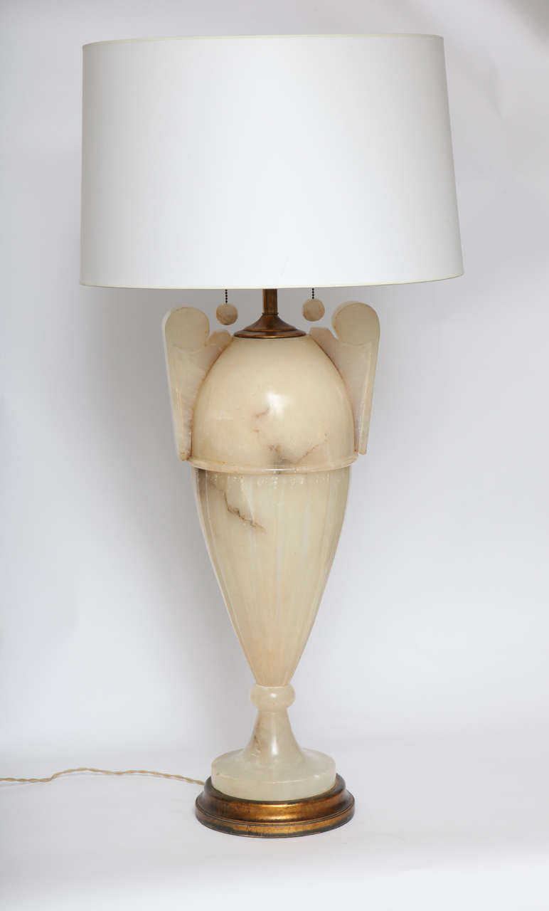 A 1920's Monumental French Art Deco Alabaster Table Lamp In Excellent Condition In New York, NY