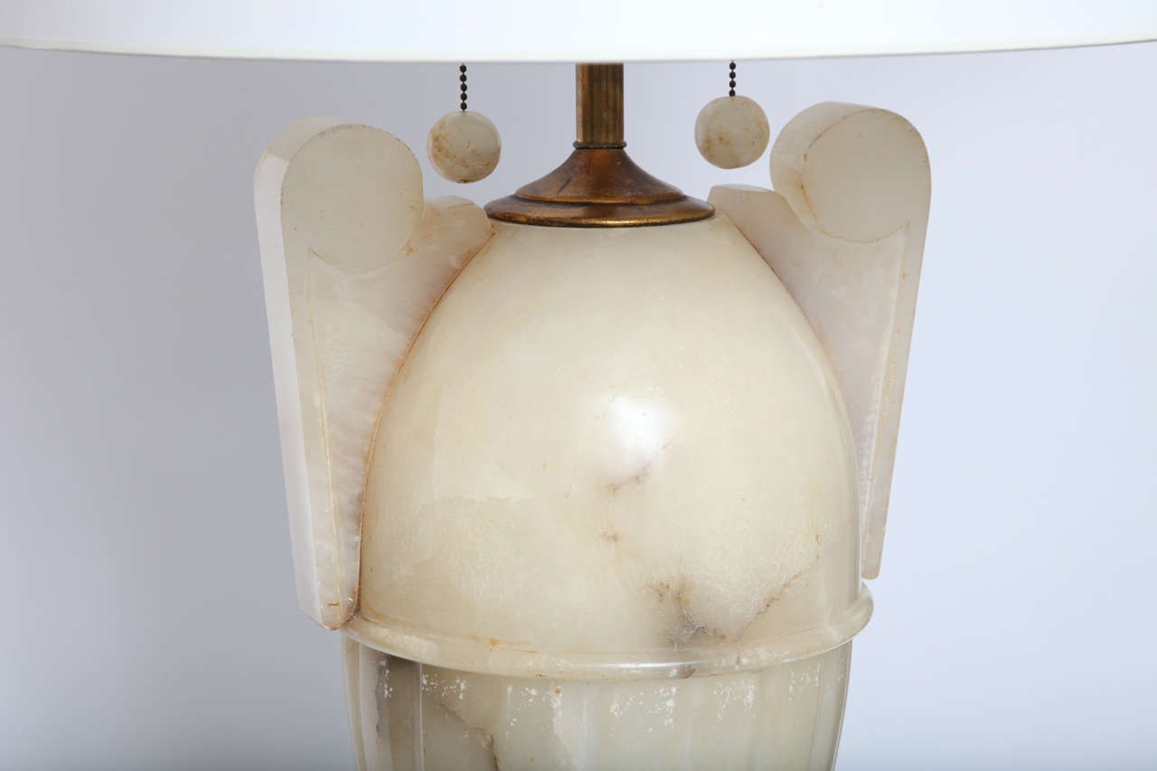 A 1920's Monumental French Art Deco Alabaster Table Lamp 1