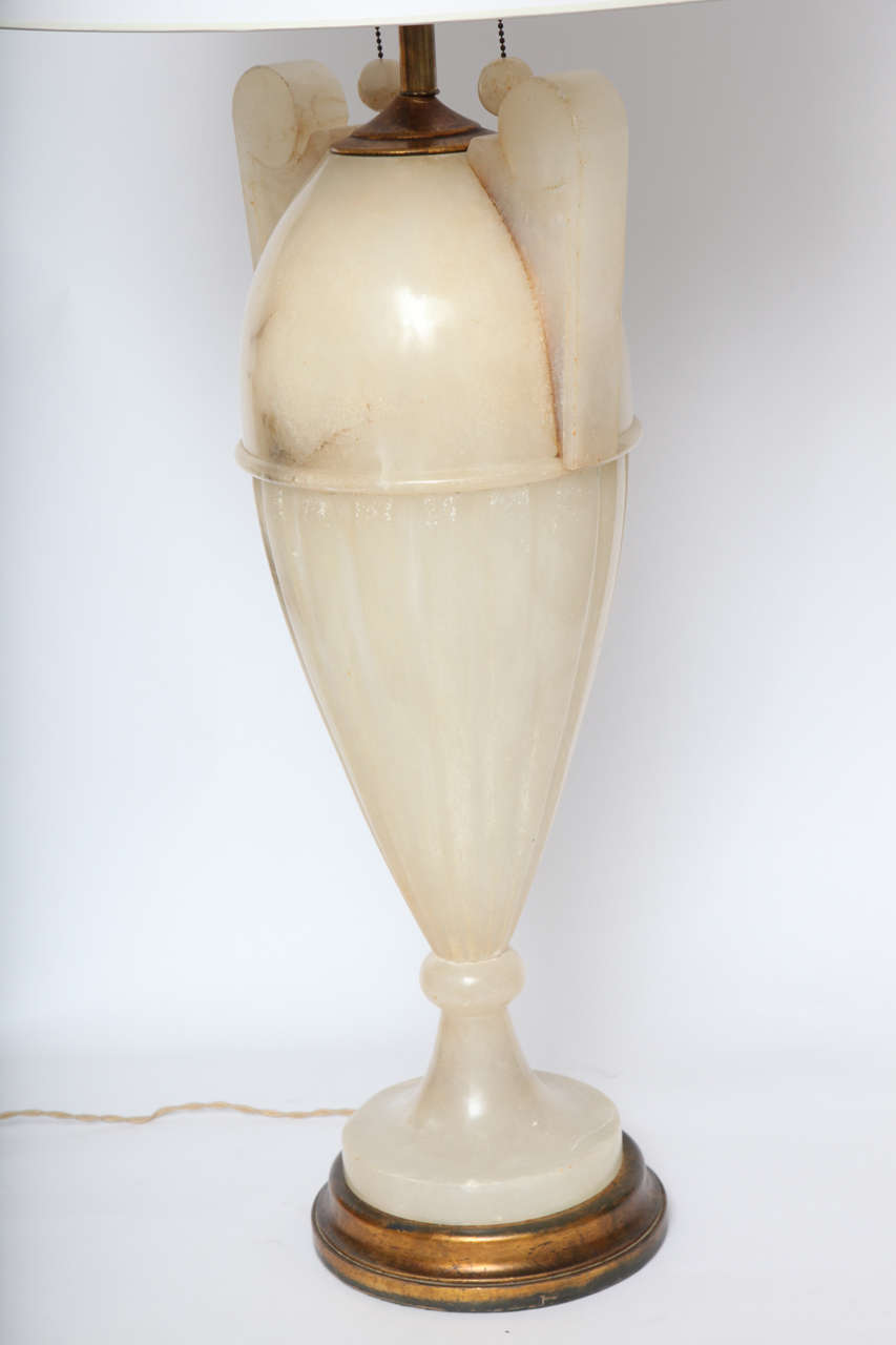 A 1920's Monumental French Art Deco Alabaster Table Lamp 3