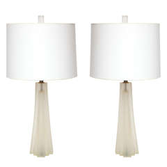 A Pair of 1960's frosted Acrylic Table Lamps signed Pado Gucci