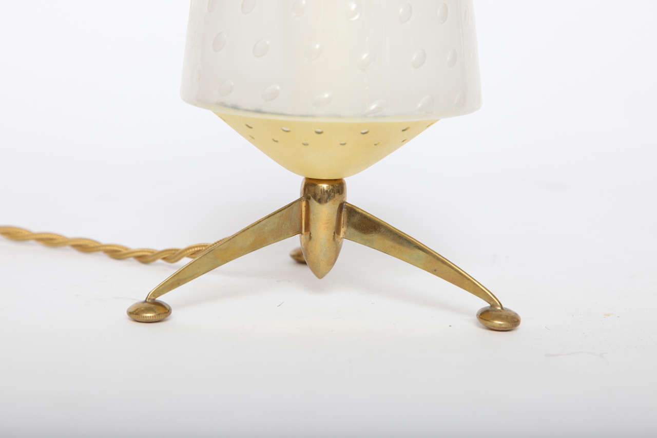 Italian  Table Lamp Mid Century Modern Sculptural glass and brass Italy 1950's For Sale