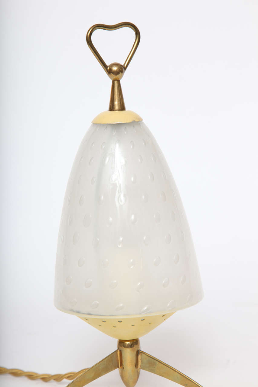 Mid-Century Modern  Table Lamp Mid Century Modern Sculptural glass and brass Italy 1950's For Sale
