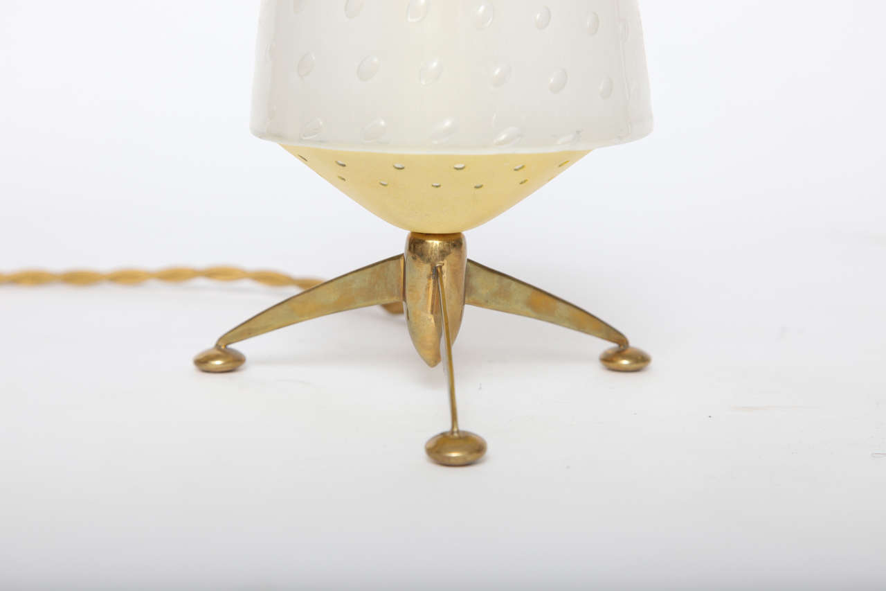 Mid-20th Century  Table Lamp Mid Century Modern Sculptural glass and brass Italy 1950's For Sale