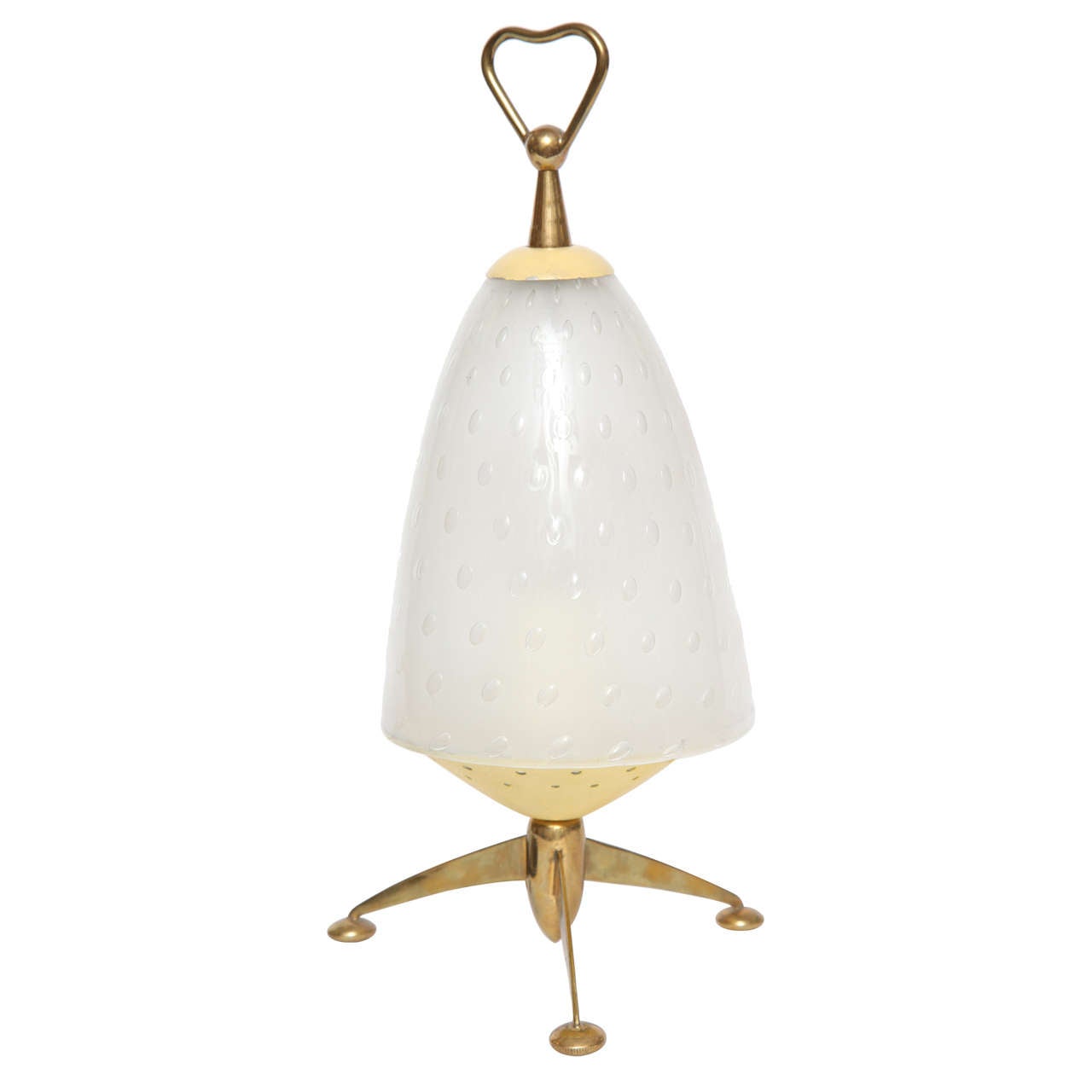  Table Lamp Mid Century Modern Sculptural glass and brass Italy 1950's For Sale