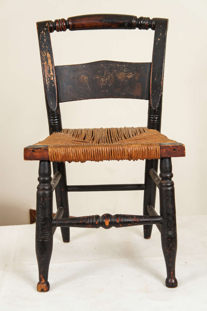 Hudson Valley NY, Child's Chair, circa 1890, with some original stencil decoration.
