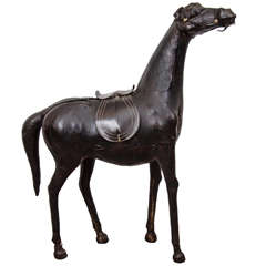 Large Vintage Leather Horse Sculpture