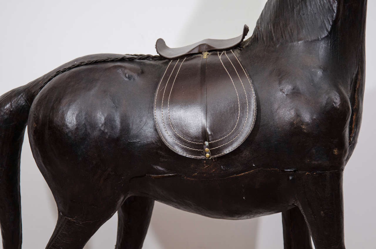 large leather horse statue