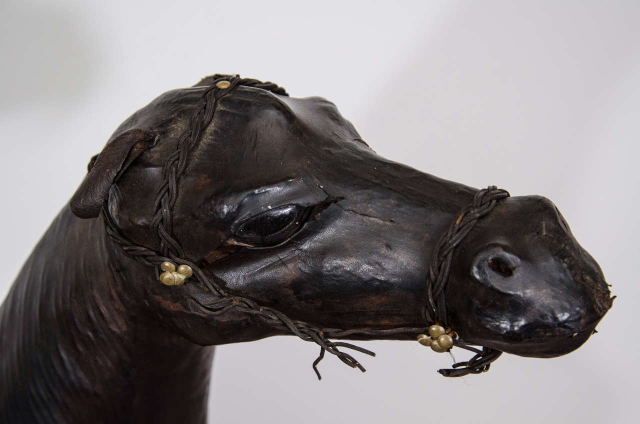 Folk Art Large Vintage Leather Horse Sculpture