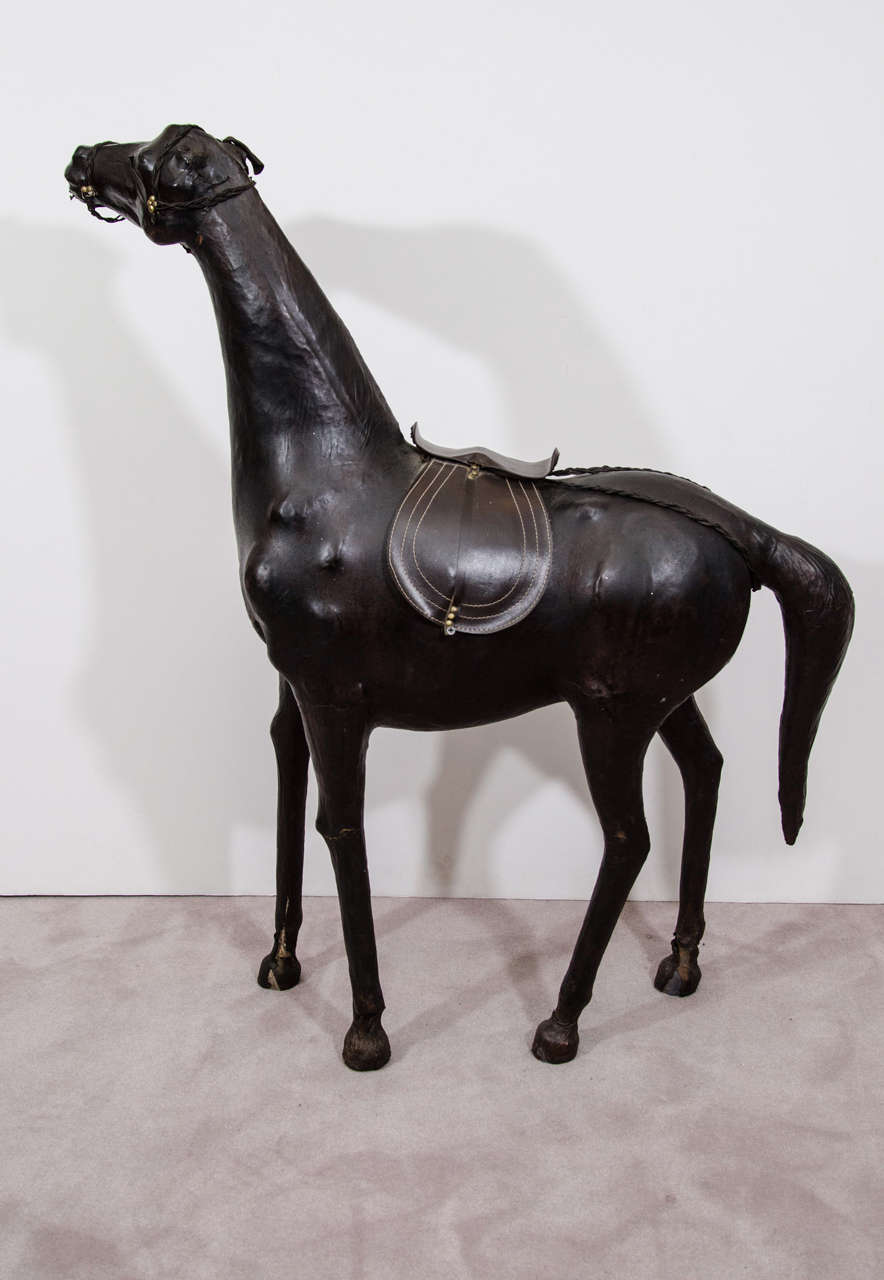 20th Century Large Vintage Leather Horse Sculpture