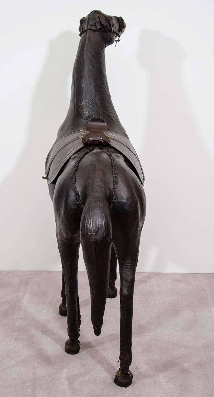 Large Vintage Leather Horse Sculpture 1