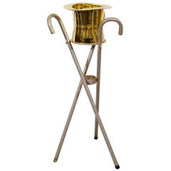 Midcentury Hat and Canes Ice Bucket and Stand