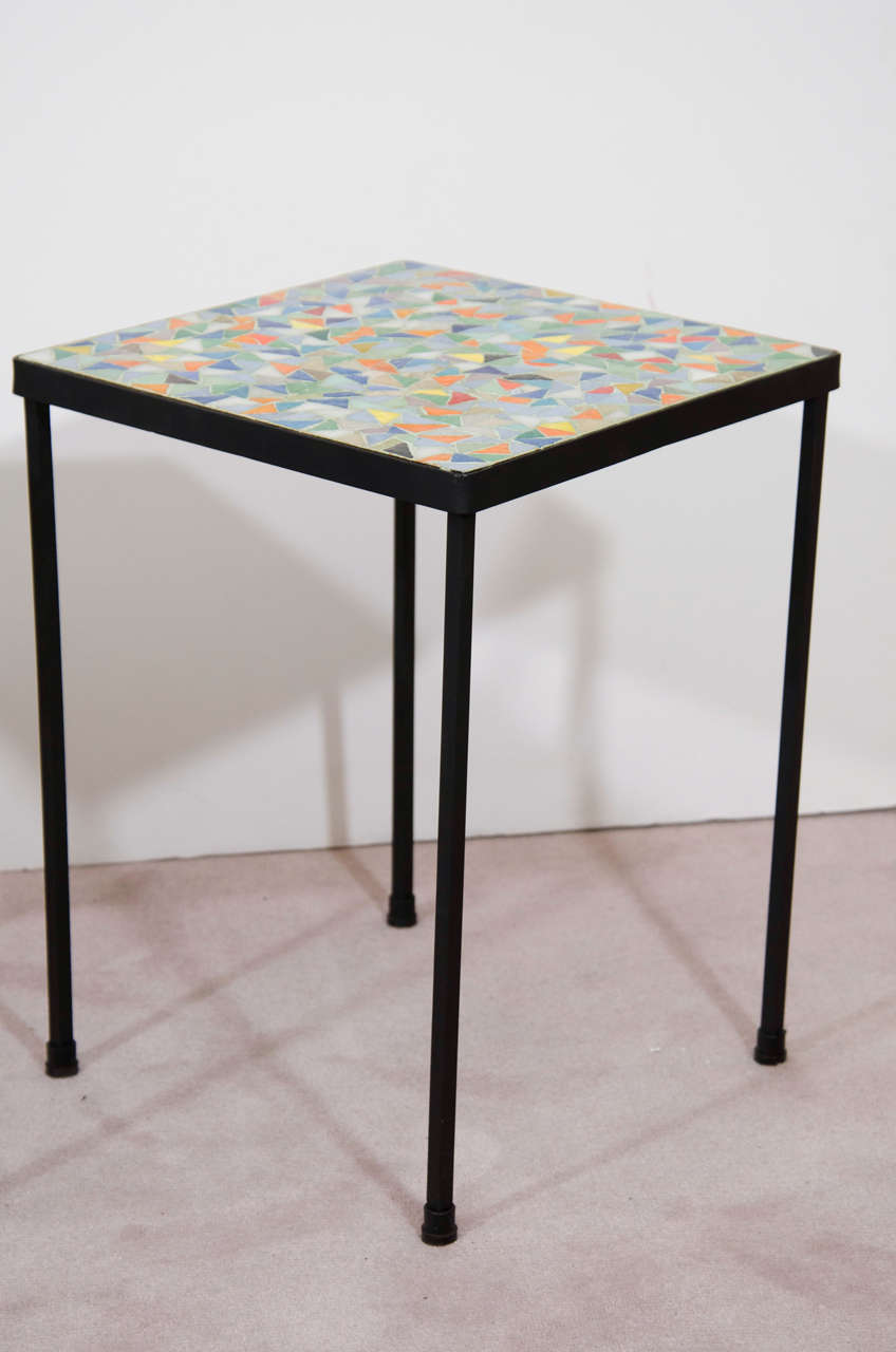 20th Century Mid Century Set of 3 Stacking Tables w/ Murano Glass Tile Tops