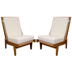 Pair of Mid Century Lounge Chairs by Guillerme Et Chambron