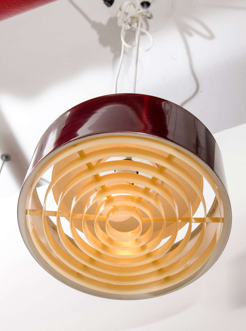 Danish Midcentury Modern Petite Red Pendant Light