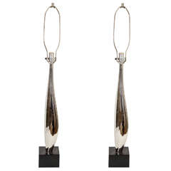 Midcentury Pair of Modernist Chrome Laurel Lamps