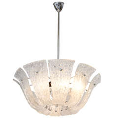 A 1970s Italian Chandelier with Curved and Textured Murano Glass