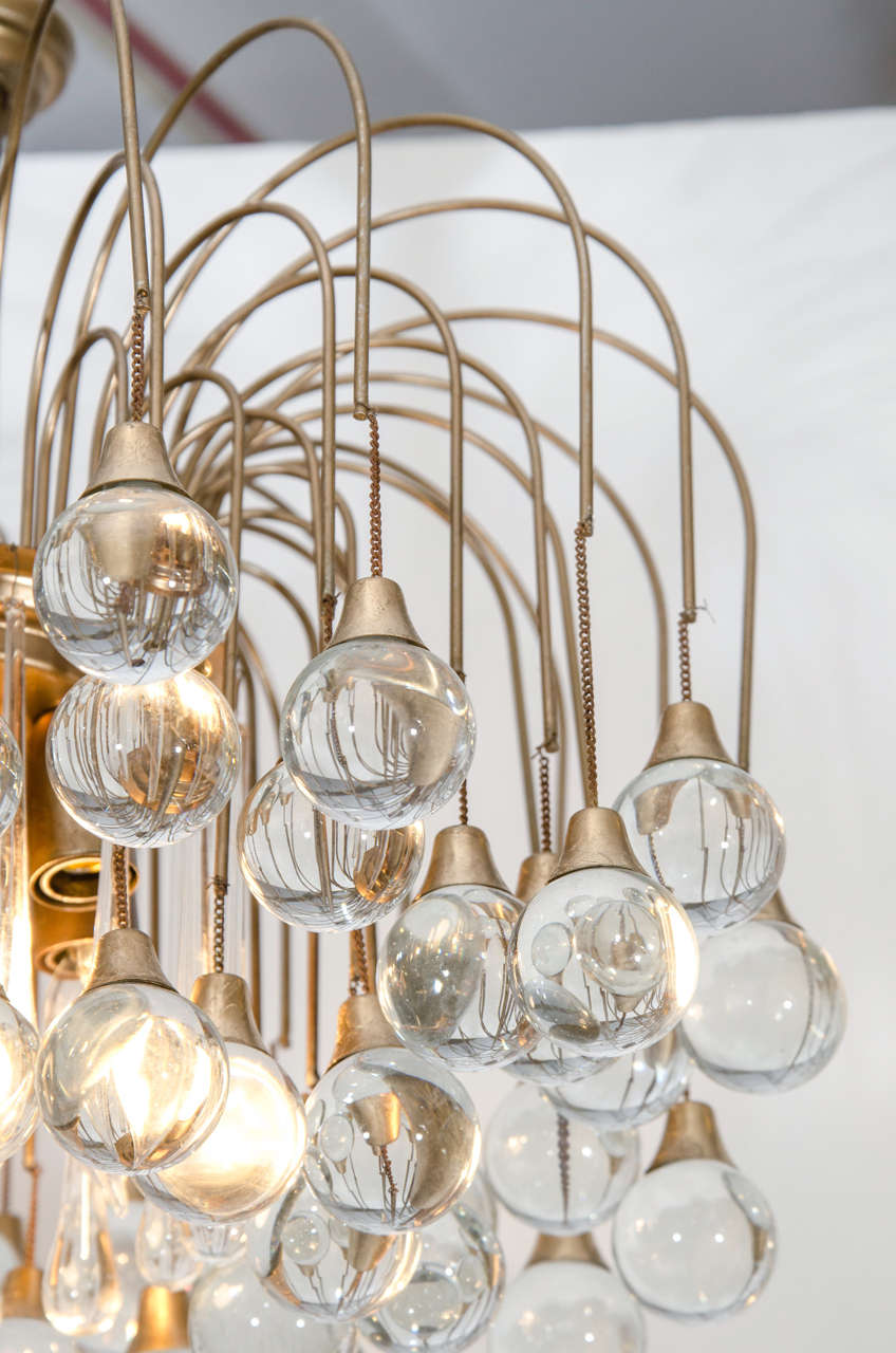Mid-Century Modern Mid Century Chandelier With Clear Glass Drops